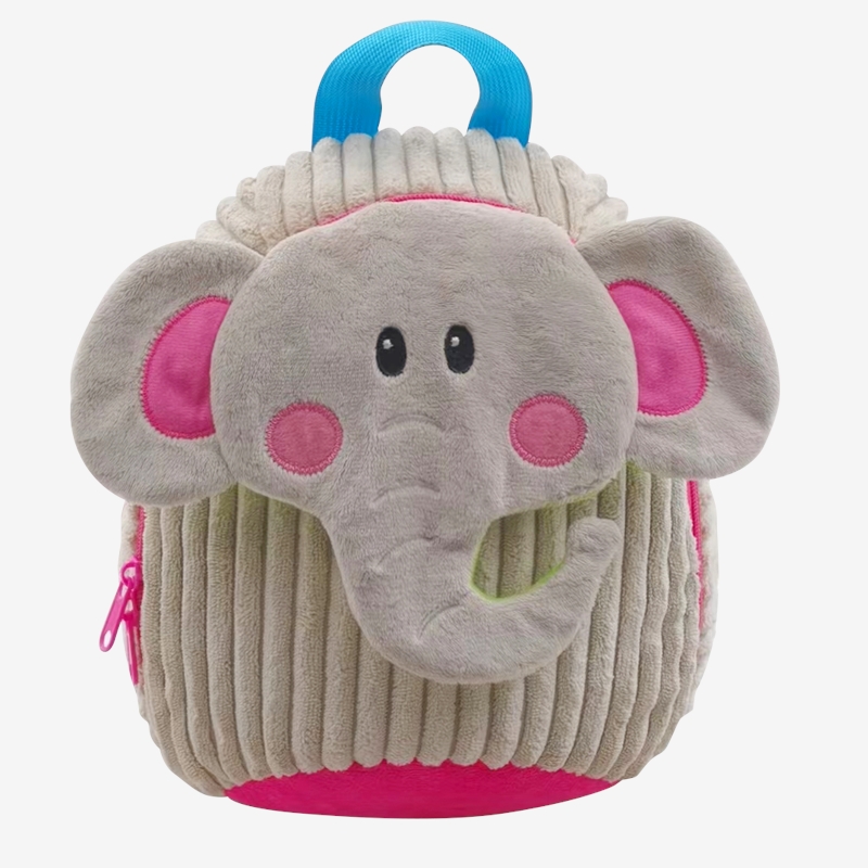 Embroidered Soft Elephant Preschool Backpack for Kindergarten Use